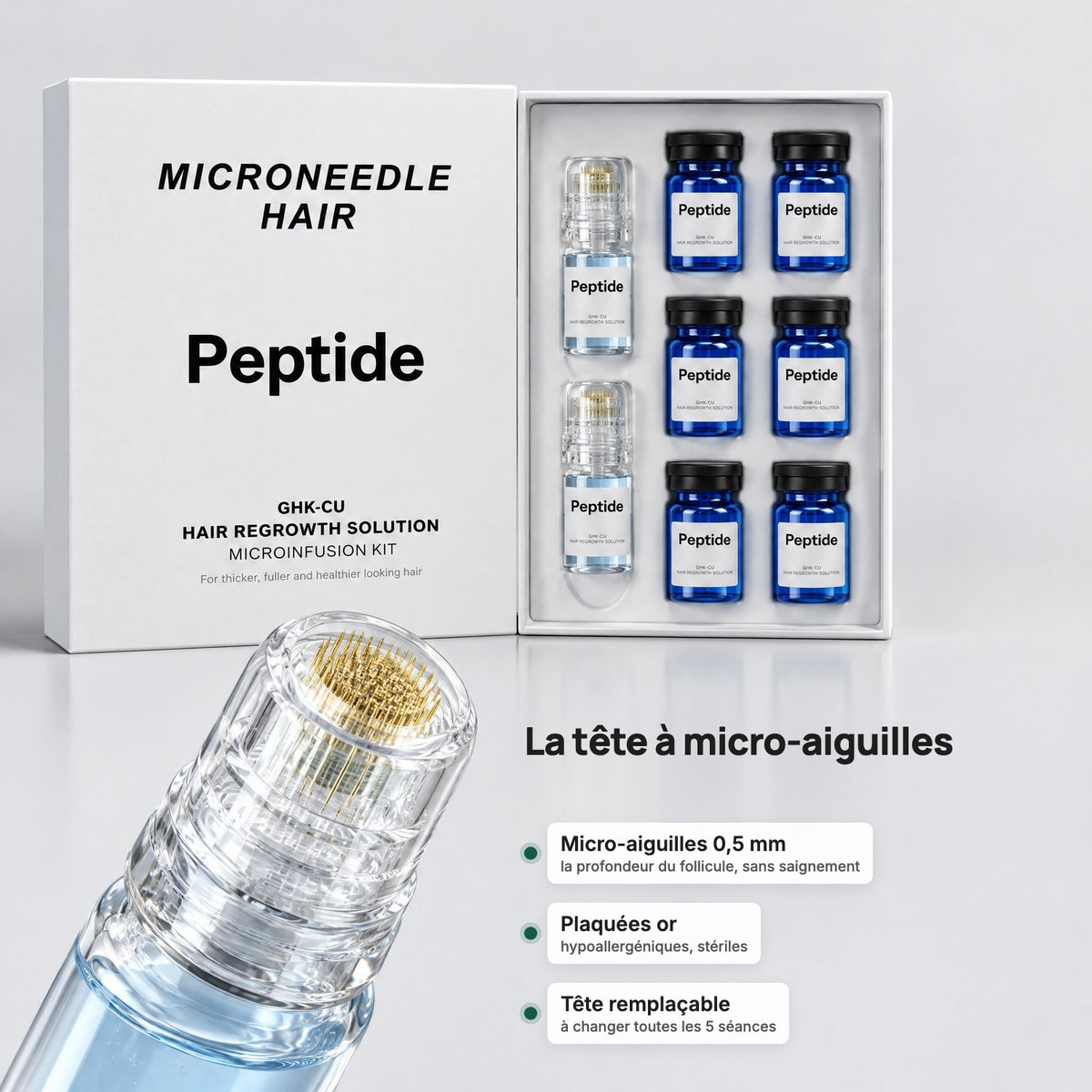 Tête à micro-aiguilles 0,5 mm plaquées or