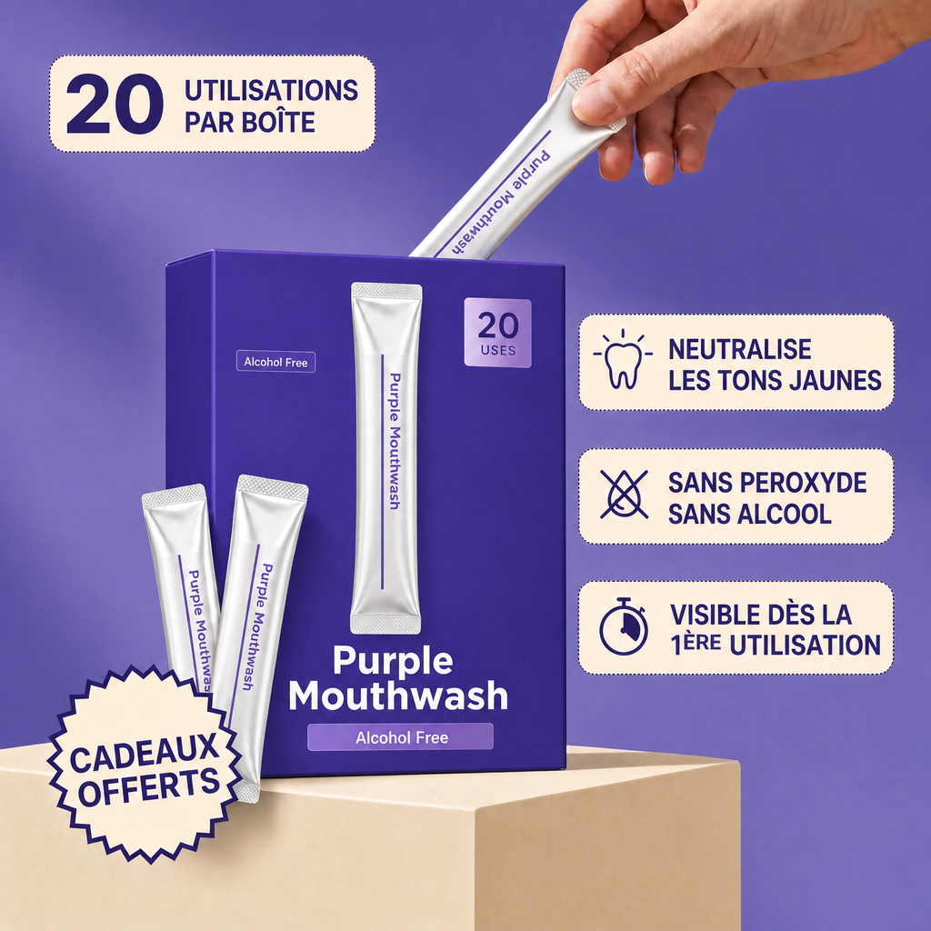 Bain de bouche violet blanchissant - 20 utilisations par boîte