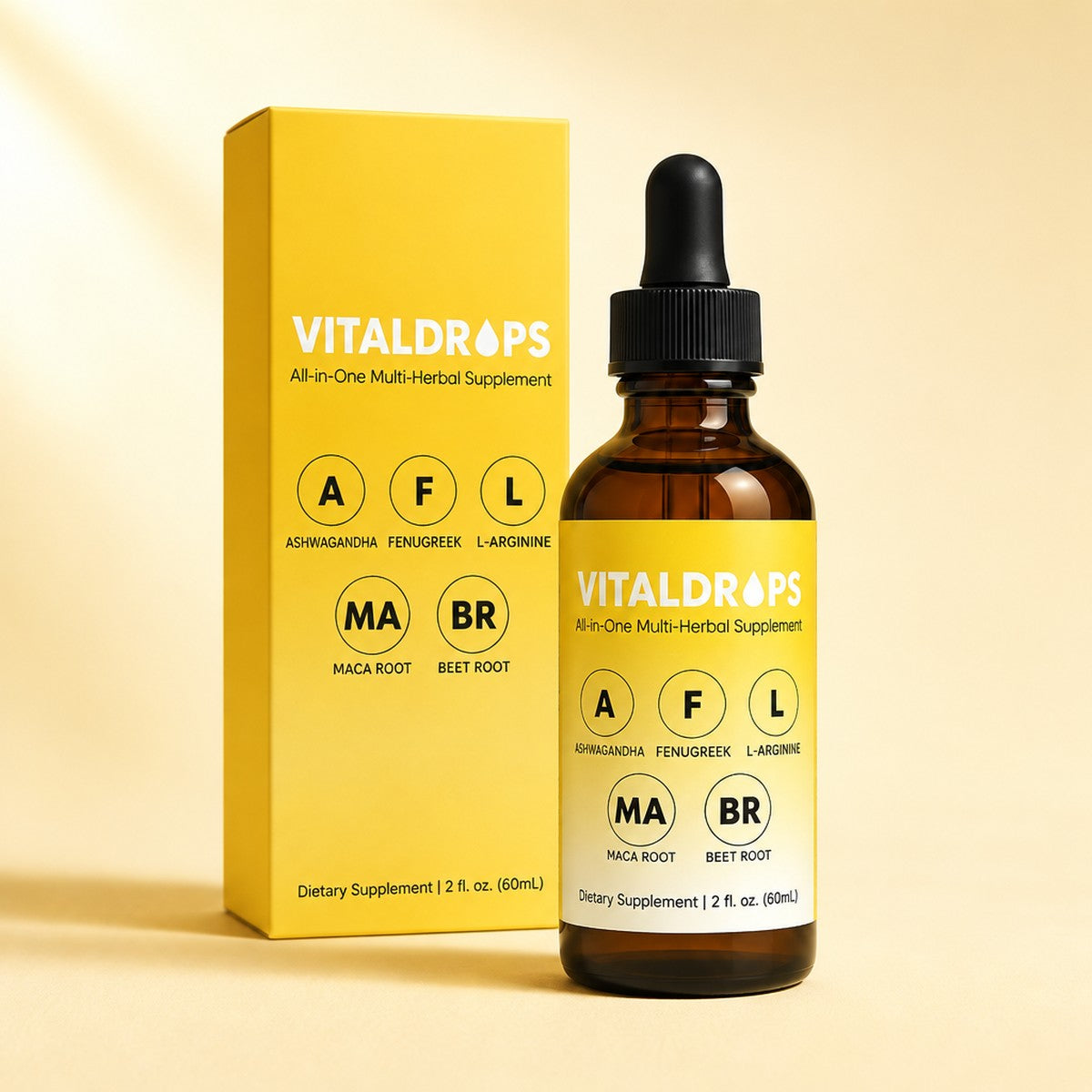 VitalDrops – 2 fl oz dropper bottle and box